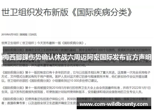 梅西脚踝伤势确认休战六周迈阿密国际发布官方声明